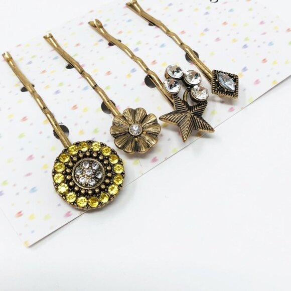 Anthropologie Embellished Bobby Pin Set of 4 - Picture 2 of 4